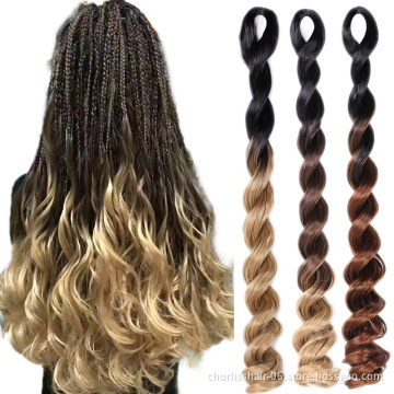 Ombre Big Curly Wavy Braiding Hair Jumbo Hair Colorful Synthetic Sea Body Deep Wave Curly Crochet Braids Hair Extensions